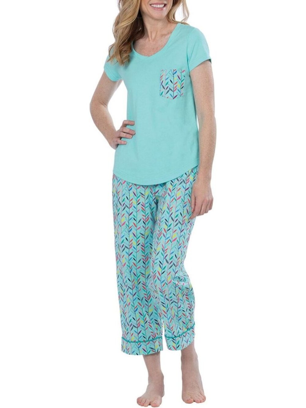 Cozy Women's 100% Cotton Pajama Set - Capris Sleepwear for Comfort & Style